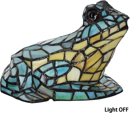 Vista 8 de Bieye L10829 Lámpara de Mesa de Rana Estilo Tiffany Vidrio Manchado Luz de Acento Nocturna para Decoración del Hogar Guardería Mesita de Noche