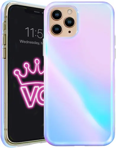 Vista 13 de VELVET CAVIAR Funda brillante iridiscente para iPhone 11 Pro, funda protectora estética para mujer (cuarzo ópalo azul)