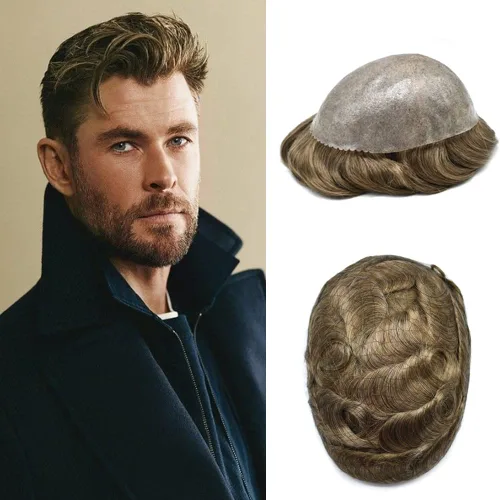 Vista 60 de Extensiones de pelo y tupés para hombre, sistema de cabello humano de poliéster completo para hombre, postizo de repuesto para hombre, protesis
