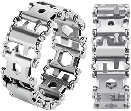 Vista 7 de Pulsera Multiherramienta 29 en 1, Pulsera de Herramientas para Hombres y Mujeres, Herramienta Multifuncional de Acero Inoxidable, Banda
