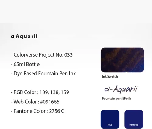 Vista 5 de Colorverse Pluma estilográfica Tinta Azul α Aquarii 2.2 fl oz Tinta a base de tintes Project Series