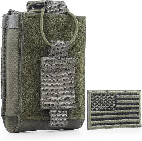 Vista 11 de OneTigris Funda de radio para BaoFeng UV-5R BF-F8HP Bolsa de nailon MOLLE para Walkie Talkie Rifle Mag (negro) Fit BaoFeng UV-5R BF-F8HP,w/ USA