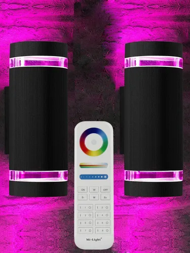 Vista 5 de rosykite Iluminación LED que cambia de color RGB doble hacia arriba y hacia abajo, luz de pared al aire libre, 12 W, 1200 lm, temperatura blanca
