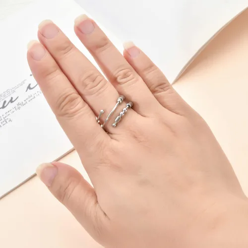 Vista 6 de Anillos de código morse para mujer, anillo giratorio de acero inoxidable, anillos para ansiedad, anillo de código morse, regalos inspiradores