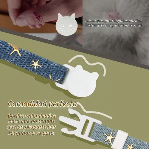 Vista 8 de Paquete de 2 Collares para Gatos Separables de Algodón con Campana Azul Oscuro y Azul Claro con Colgante de Copo de Nieve Blanco Lindo Collar