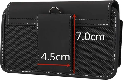Vista 4 de Bolsa negra para teléfono celular para hombres, soporte horizontal para teléfono celular, funda universal para cinturón para teléfono inteligente