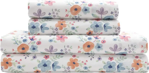 Vista 10 de MALLARY BY MATTHEW Hoja de impresión 100% microfibra súper suave para niños, estampado de mariposas de acuarela, tamaño individual