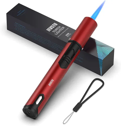 Vista 11 de Encendedor de antorcha con ventana de nivel de combustible para vela, antorcha de chorro de fuego ajustable a prueba de viento, encendedor largo