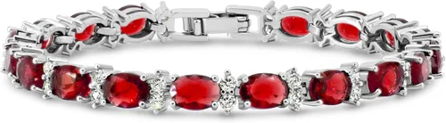 Vista 10 de Pulseras de tenis KEZEF para mujer - Circunita cúbica - Gemas ovaladas de 7x5mm - Circunita cúbica redonda de 2.50mm color blanco - Latón bañado