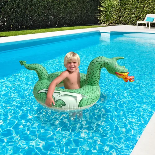 Vista 2 de GoFloats Balsas inflables de tubo para fiesta de dragón: elige entre dragón de fuego y dragón de hielo, flotadores de piscina