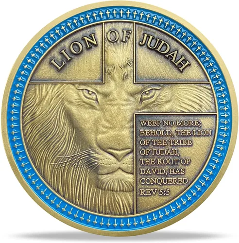 Vista 2 de AtSKnSK Moneda de desafío León de Judá Sé fuerte y valiente