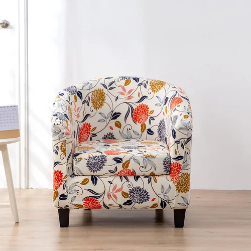 Vista 2 de NILUOH - Funda para silla de club de 2 piezas, funda elástica para silla de bañera redonda, fundas para silla de barril, fundas antideslizantes