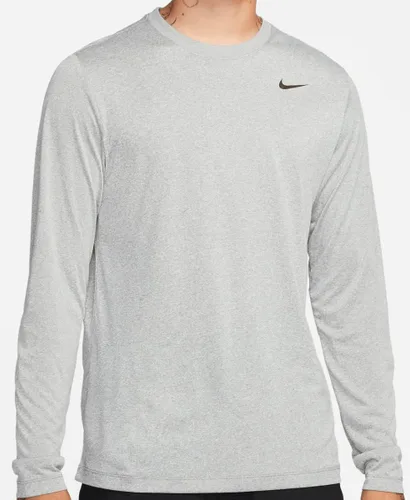 Vista 2 de Nike Men's DriFit Reset Legend Long Sleeve Tee Heather Gray Black