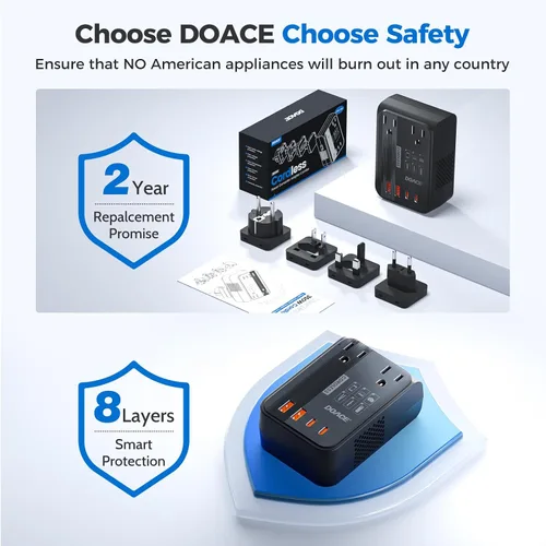 Vista 7 de Convertidor de voltaje de 350 W actualizado de EE. UU. a Europa para alisador de cabello, afeitadora, cepillo de dientes, cámara CPAP, teléfono