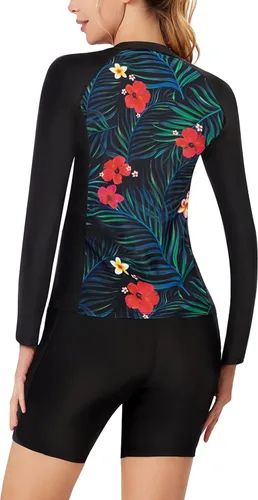 Vista 3 de JACK SMITH Traje de baño de 3 piezas de manga larga con cremallera frontal, tankini UPF 50 para mujer
