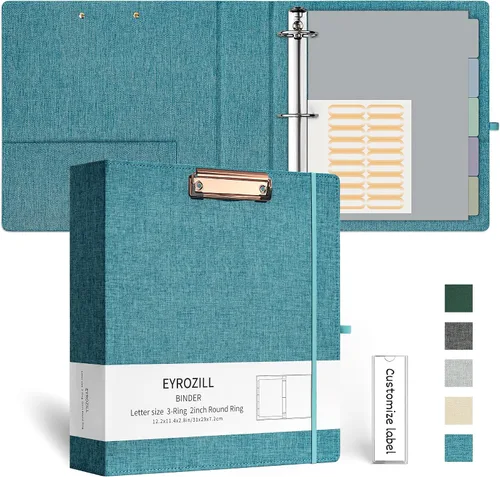 Vista 21 de EYROZILL Carpeta de 3 anillas, organizador de carpetas de lino de 1 pulgada para tamaño carta (8.5 x 11 pulgadas) con 5 separadores de pestañas