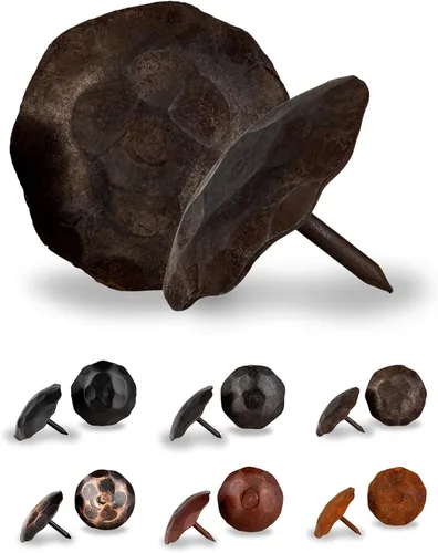 Vista 33 de 10 Pack 0.75" Round Head Iron Clavos Decorative Nails – Black – Handmade Rustic Round Fasteners for Farmhouse Shutters, Faux Wood Beams, Barn Doors
