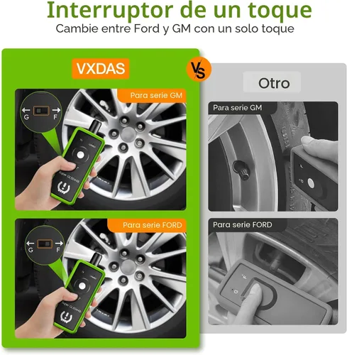 Vista 4 de VXDAS Herramienta de reaprendizaje TPMS 2 en 1 Super GL50448 para GM y Ford con botón de interruptor de modelo, sensor de presión de neumáticos
