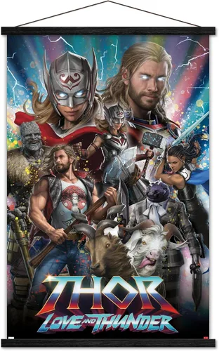 Vista 8 de Trends International Marvel Thor: Love and Thunder - Póster de pared increíble, 14.725 x 22.375 pulgadas, versión enmarcada de madera de granero
