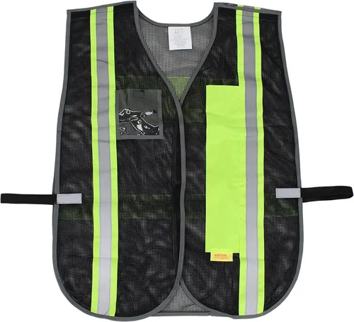 Vista 9 de RK Breakaway - Chaleco de seguridad con rayas reflectantes y bolsillo de plástico transparente para identificación Negro