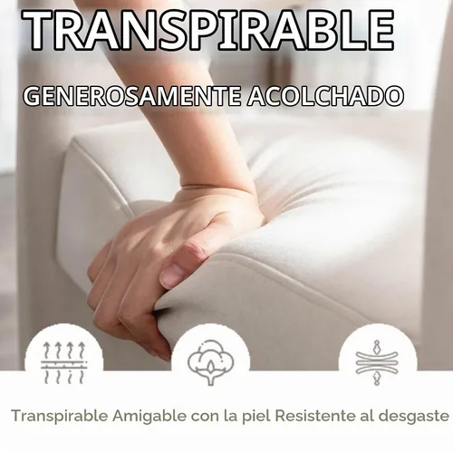 Vista 5 de RIVOVA Silla de comedor moderna de barril, silla lateral acolchada en lino con brazos cómoda para tocador, silla para comedor, sala de estar