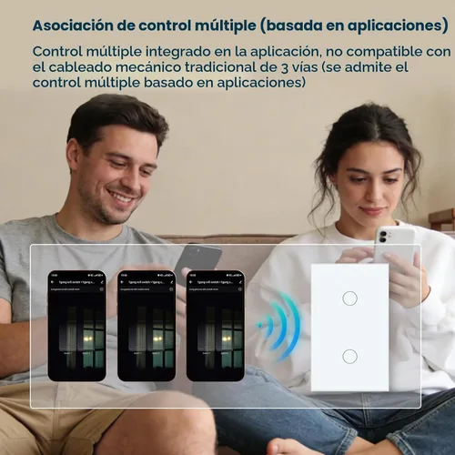 Vista 6 de Zigbee Switch Need Neutral Wire Need Zigbee Hub, blanco 2 botones