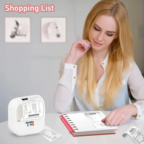 Vista 9 de Impresora de Pegatinas - Impresión Rápida de 24"/Min - Impresora Bluetooth Sin Tinta y Fabricante de Pegatinas con 13 Rollos de Papel, Impresora