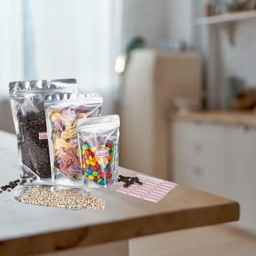 Vista 7 de Paquete de 200-100 bolsas de Mylar pequeñas y grandes - Bolsas frontales transparentes de pie