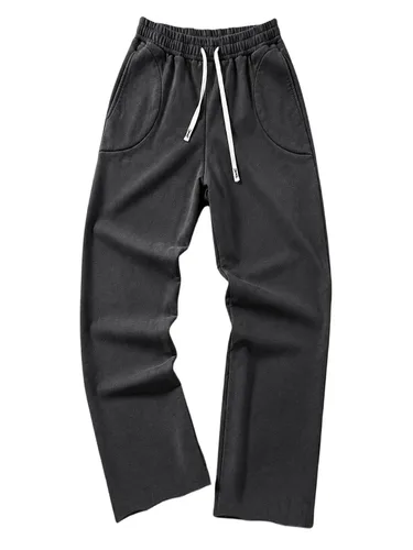 Vista 8 de SOLY HUX Pantalones deportivos holgados Y2k con cordón para hombre Gris oscuro