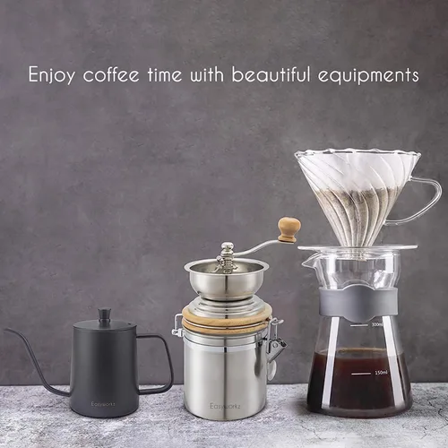 Vista 6 de Easyworkz Gage - Hervidor de café de cuello de cisne de 20 onzas con termómetro de acero inoxidable con boquilla larga y estrecha Negro