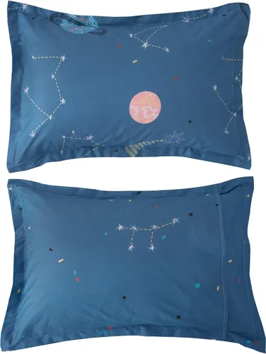 Vista 6 de FADFAY Planet Star Constellation - Juego de sábanas de 100 % algodón con estampado de luna de meteorito y universo, tamaño Queen, para niños