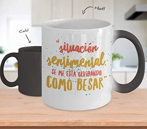 Vista 2 de Taza de Cafe Como Besar Vaso, taza café divertidas, tazas personalizadas, taza de café inspiradoras, taza con mensajes positivos.