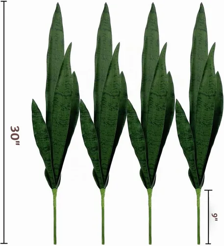 Vista 2 de Beebel 4 plantas artificiales Sansevieria de 30 pulgadas, plantas de serpiente, vegetación de plástico, planta de agave sintética perfecta para Verde