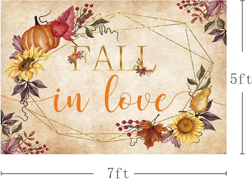 Vista 3 de AIBIIN Telón de fondo de otoño de 7 x 5 pies, para dar gracias a tu amante, rústico, boda, fotografía, fondo, mujer, novia, decoración de fiesta
