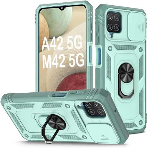 Vista 88 de PASNEW Funda militar para iPhone 13 Pro Max, cubierta de cámara deslizante y soporte de anillo de metal de 360°, carcasa rígida multicapa resistente
