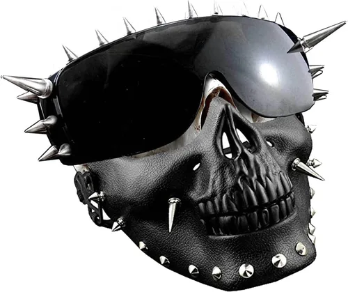 Vista 6 de Máscara Steampunk Steampunk Skeletal Spike Half Masquerade Costumbre Cosplay Negro
