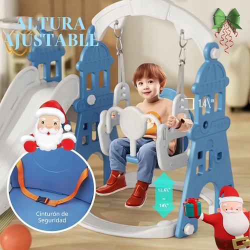 Vista 6 de XJD - Juego de tobogán y columpio 6 en 1 para niños pequeños, tobogán para niños de 1 año en adelante, juego de exterior para niños pequeños con aro