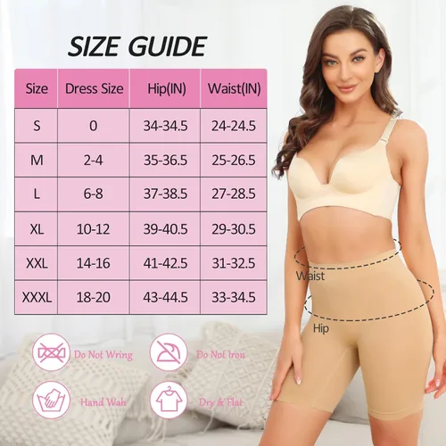Vista 6 de RILIAM Pantalones cortos para mujer para debajo de los vestidos, sin costuras, pantalones cortos antirozaduras, pantalones cortos para adelgazar