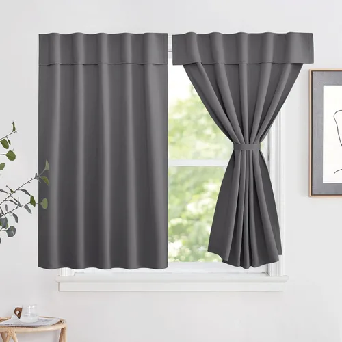 Vista 32 de NICETOWN Biscotti - Cortinas opacas para puerta francesa, color beige, 72 pulgadas de largo Cortina de ventana portátil de granja autoadhesiva