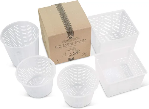 Vista 9 de Country Trading Co. Juego de 3 moldes de queso para hacer quesos azules y duros en casa, cestas italianas de calidad para hacer gorgonzola, colby
