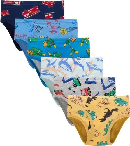 Vista 12 de Boboking - Calzoncillos 100% de algodón, para niños pequeños, ropa interior suave, con diseño de dinosaurios y de camiones