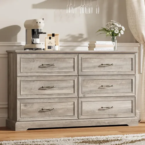 Vista 19 de Thacuok Cómoda de 3 cajones para dormitorio, cómoda de madera de 24 pulgadas de ancho, cómoda rústica de granja con cajones grandes y asas de metal