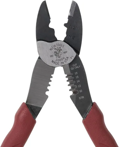 Vista 11 de Klein Tools 2005N - Cortador de alambre, fabricado en EE. UU., pelacables, herramienta de enganche, pela alambre trenzado de 10-18 AWG, engancha