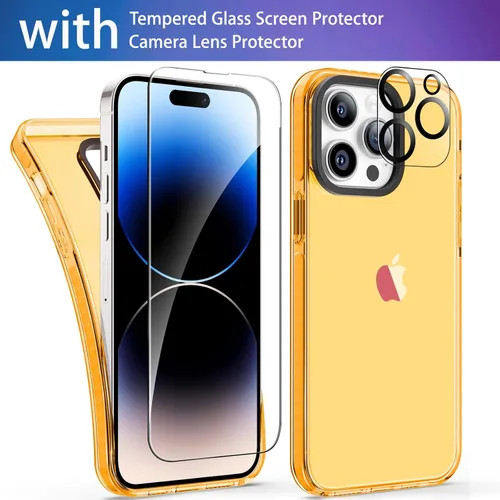 Vista 3 de ROYBENS Funda transparente para iPhone 15 Pro, funda para teléfono con protector de pantalla de vidrio + protector de lente de cámara, accesorios