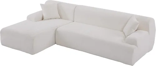 Vista 5 de KLMM Elegante sofá modular grande en forma de L de 2 piezas con dos almohadas, para sala de estar, oficina, apartamento, dormitorio, salón