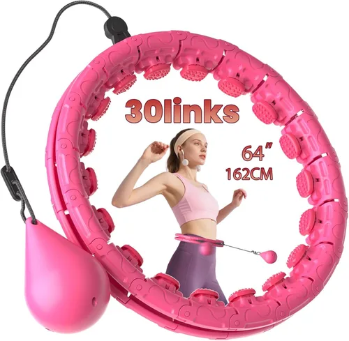 Vista 9 de Weighted Infinity Exercise Hoop - 64in 30 Links Smart Hoop for Adult Weight Loss, Plus Size Low-Impact Fitness Hoop for Beginners & Women