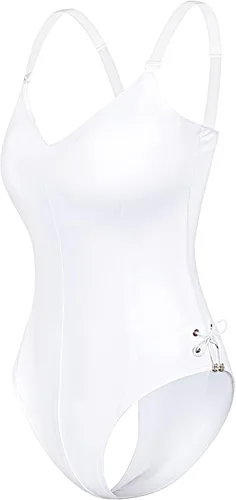 Vista 3 de Conjunto de traje de disfraz de conejito para mujer, una sola pieza, con accesorios, Blanco, L