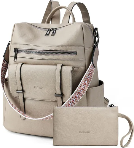 Vista 2 de KoboIn Mochila para mujer, bolsos de hombro de moda con muñequeras, Gris bicolor, Moda