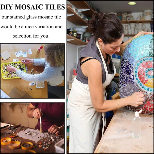 Vista 5 de 1100 Piezas de Azulejos de Mosaico, Azulejos de Mosaico de Vidrio para Manualidades al Por Mayor, Piezas de Vidrio de Mosaico Teñido, Suministros