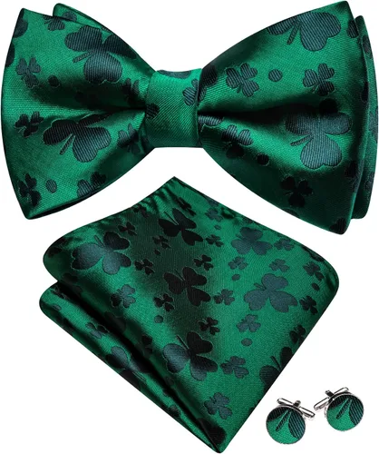Vista 11 de Barry.Wang Pajarita de Rayas Paisley para Hombre de Seda Preatada Pañuelo de Bolsillo Gemelos Juego Formal Boda Fiesta Graduación